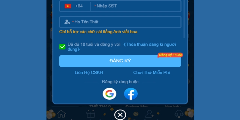 Người chơi cần đủ tuổi theo quy định hiện hành khi đăng ký 58WIN